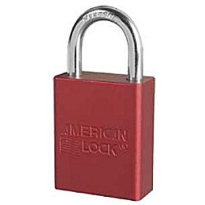 AMERICAN LOCK 1105 Red Anodized Aluminum Body Safety Lockout Padlock: 1\" Shackle